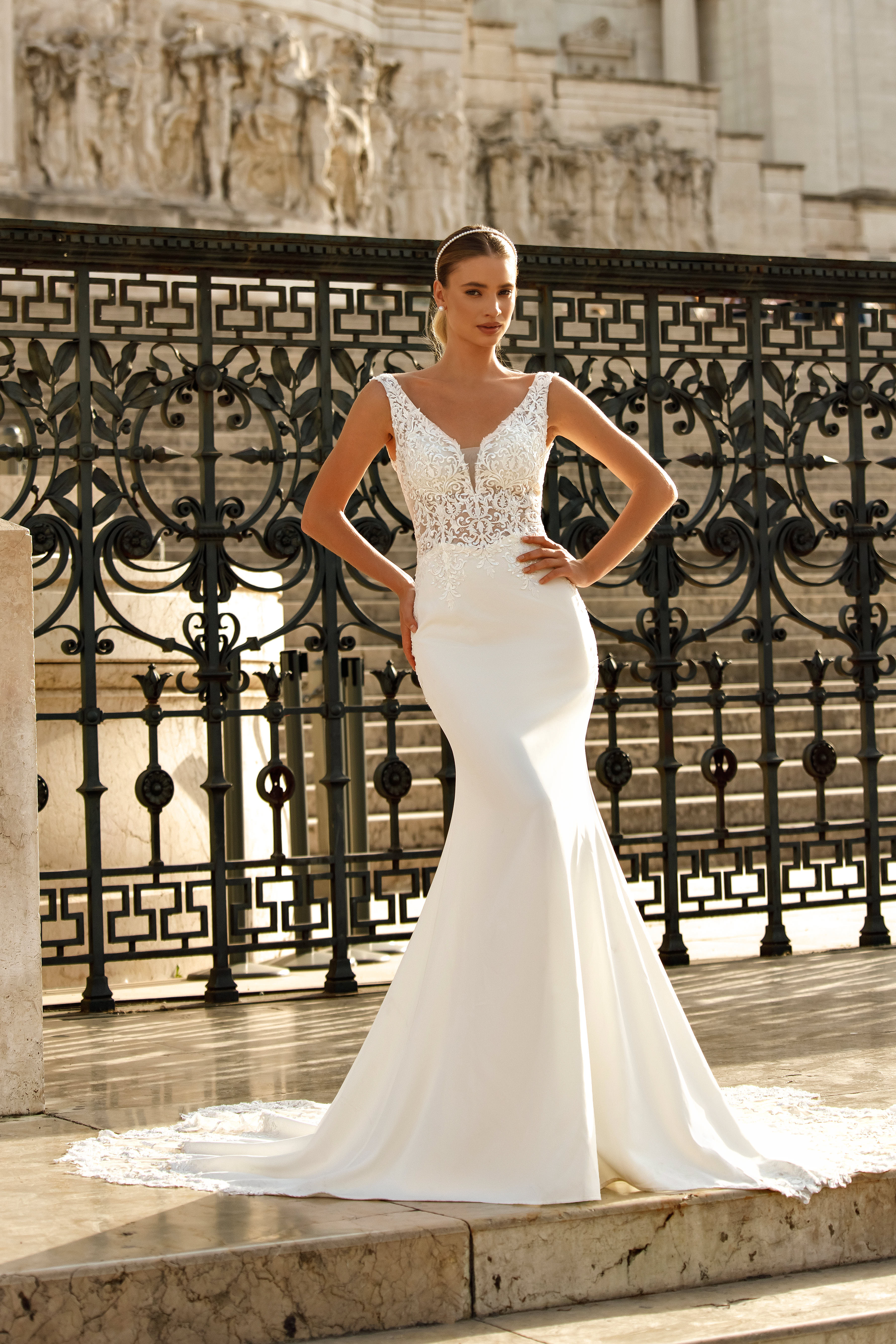 Vestido de Novia Sirena de encaje Bordado