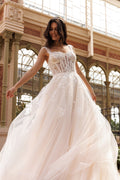 Vestido de Novia de Encaje con Transparencias y Falda de Tul